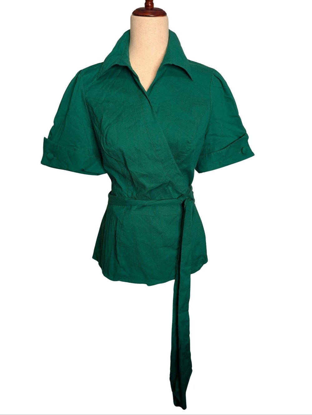 International Concepts Wrap Blouse With Tie/ Button Sleeve Detail. Size 12
